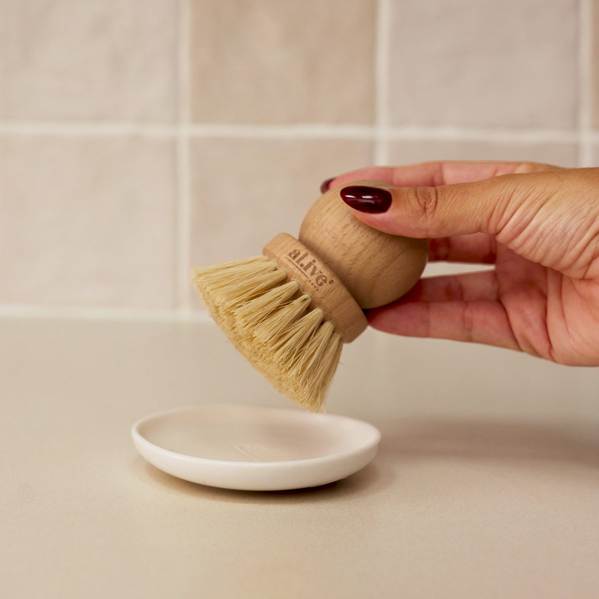 POT BRUSH + CERAMIC TRAY