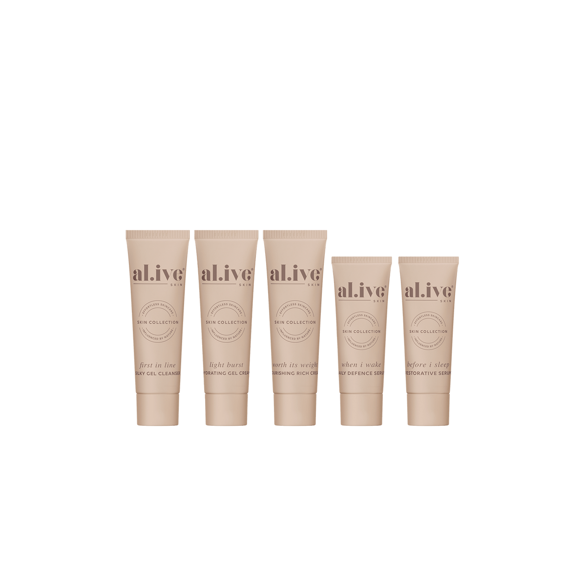 DISCOVER YOUR RITUAL, FIVE - PIECE SAMPLE SET - al.ive body
