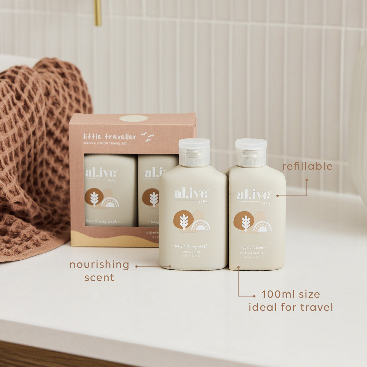 LITTLE TRAVELLER - WASH & LOTION TRAVEL SET - al.ive body