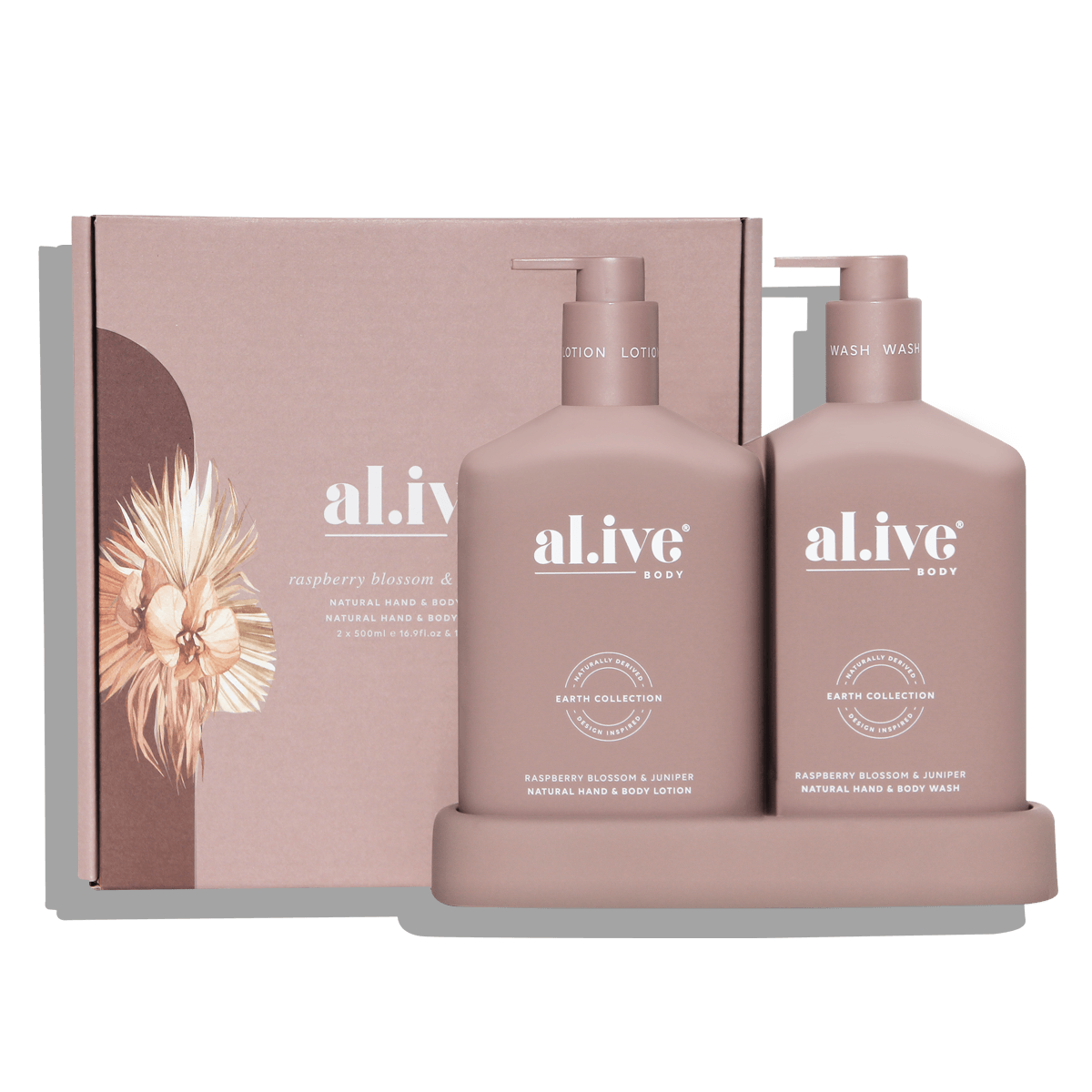 WASH & LOTION DUO + TRAY - RASPBERRY BLOSSOM & JUNIPER - al.ive body