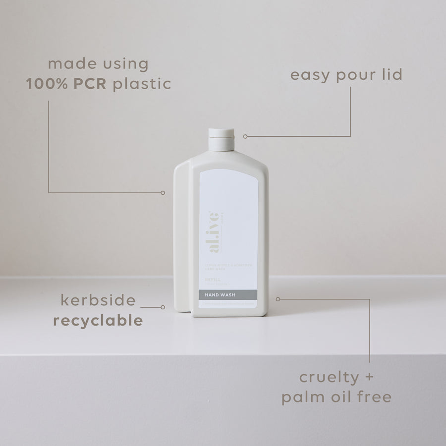 1 L HAND WASH REFILL - LEMON MYRTLE & HONEYDEW