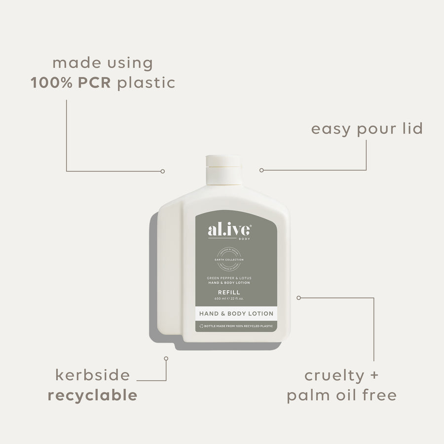 650ML LOTION REFILL - GREEN PEPPER & LOTUS