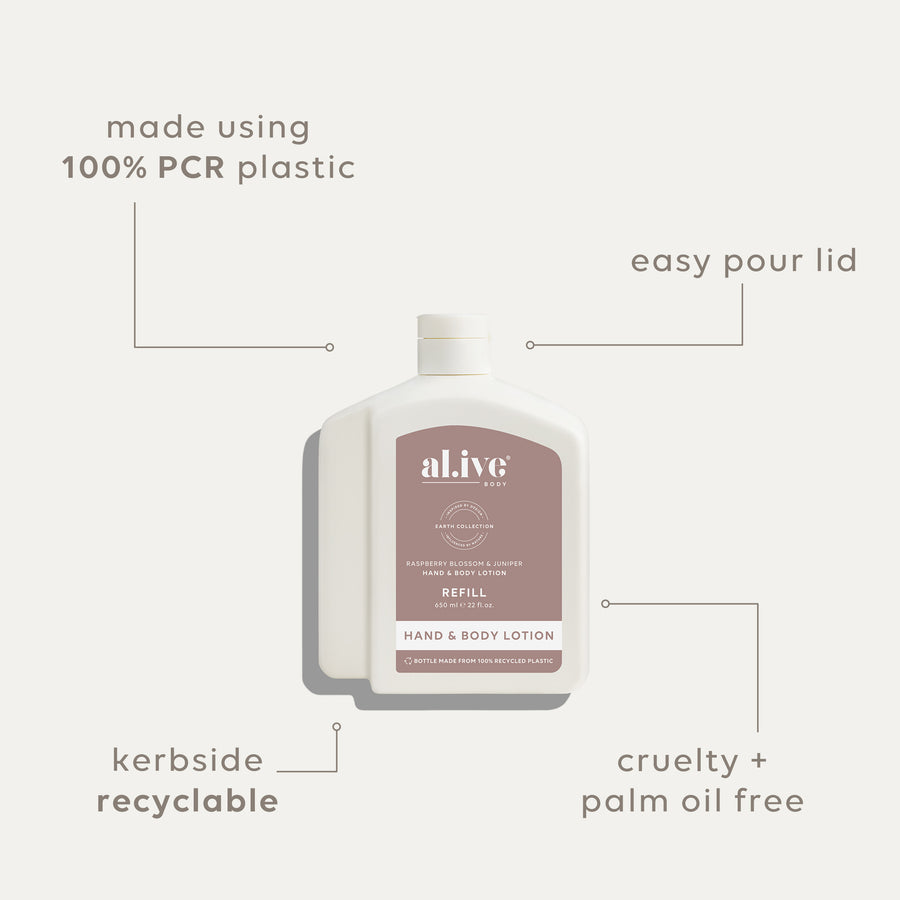 650ML LOTION REFILL - RASPBERRY BLOSSOM & JUNIPER