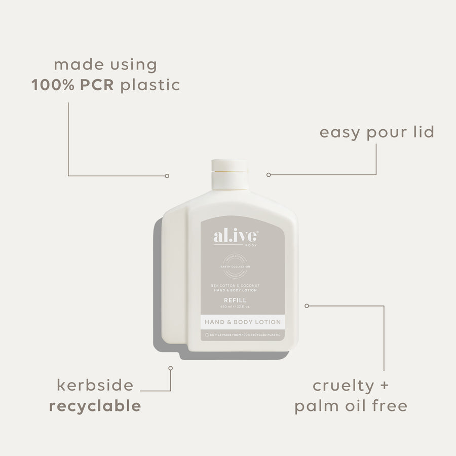 650ML LOTION REFILL - SEA COTTON & COCONUT