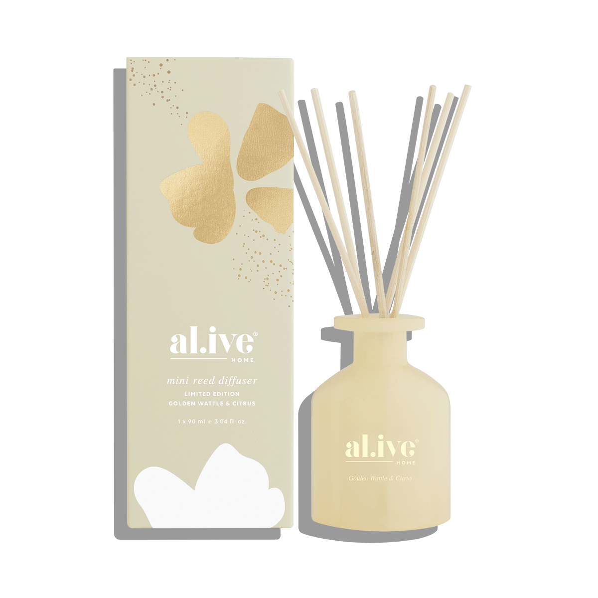 MINI REED DIFFUSER - GOLDEN WATTLE & CITRUS - al.ive body