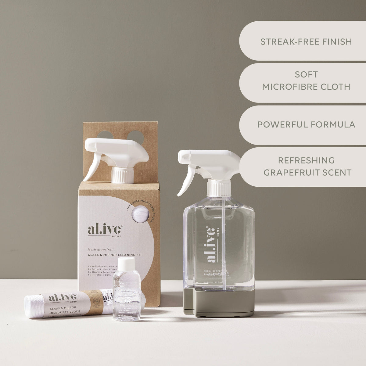 GLASS & MIRROR CLEANING KIT - al.ive body