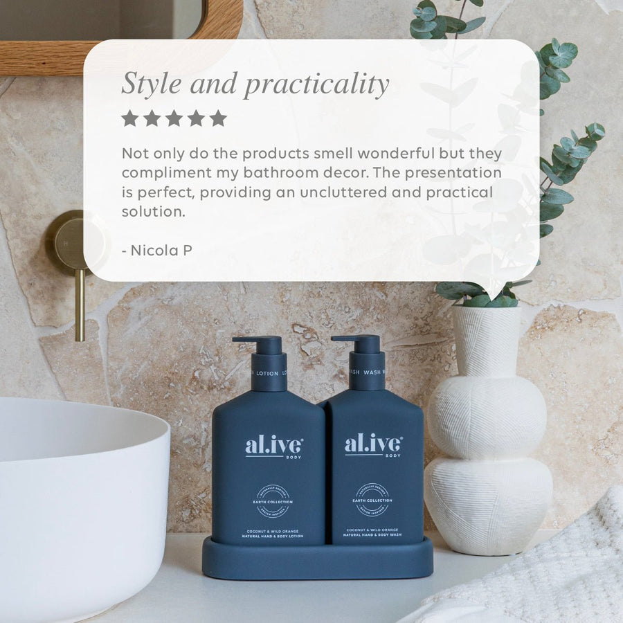 WASH & LOTION DUO + TRAY - COCONUT & WILD ORANGE - al.ive body