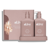 WASH & LOTION DUO + TRAY - RASPBERRY BLOSSOM & JUNIPER - al.ive body