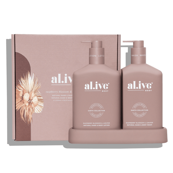 WASH & LOTION DUO + TRAY - RASPBERRY BLOSSOM & JUNIPER - al.ive body